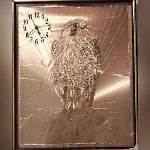 Vintage Peregrine Falcon Artwork with Clock by Michael B. Shawdy”